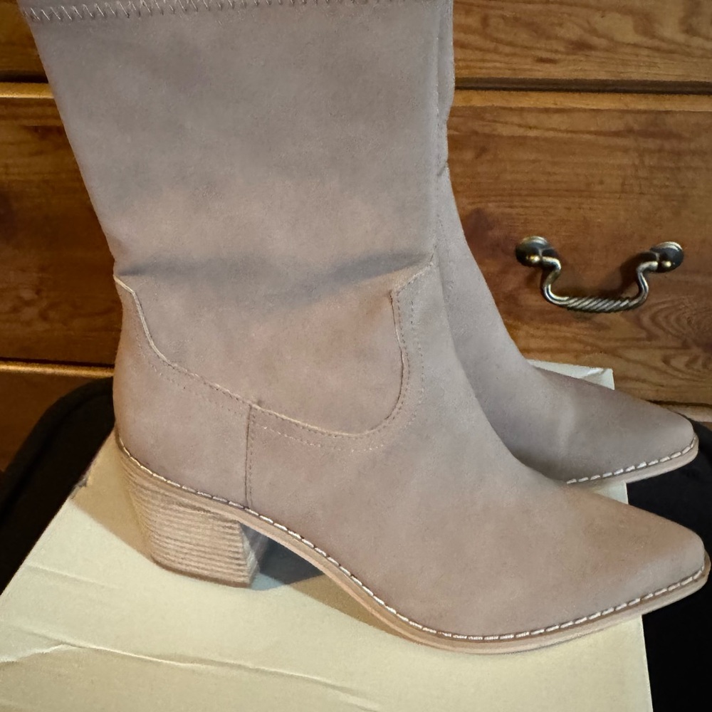 Elegant Beige Heeled Boots for Women